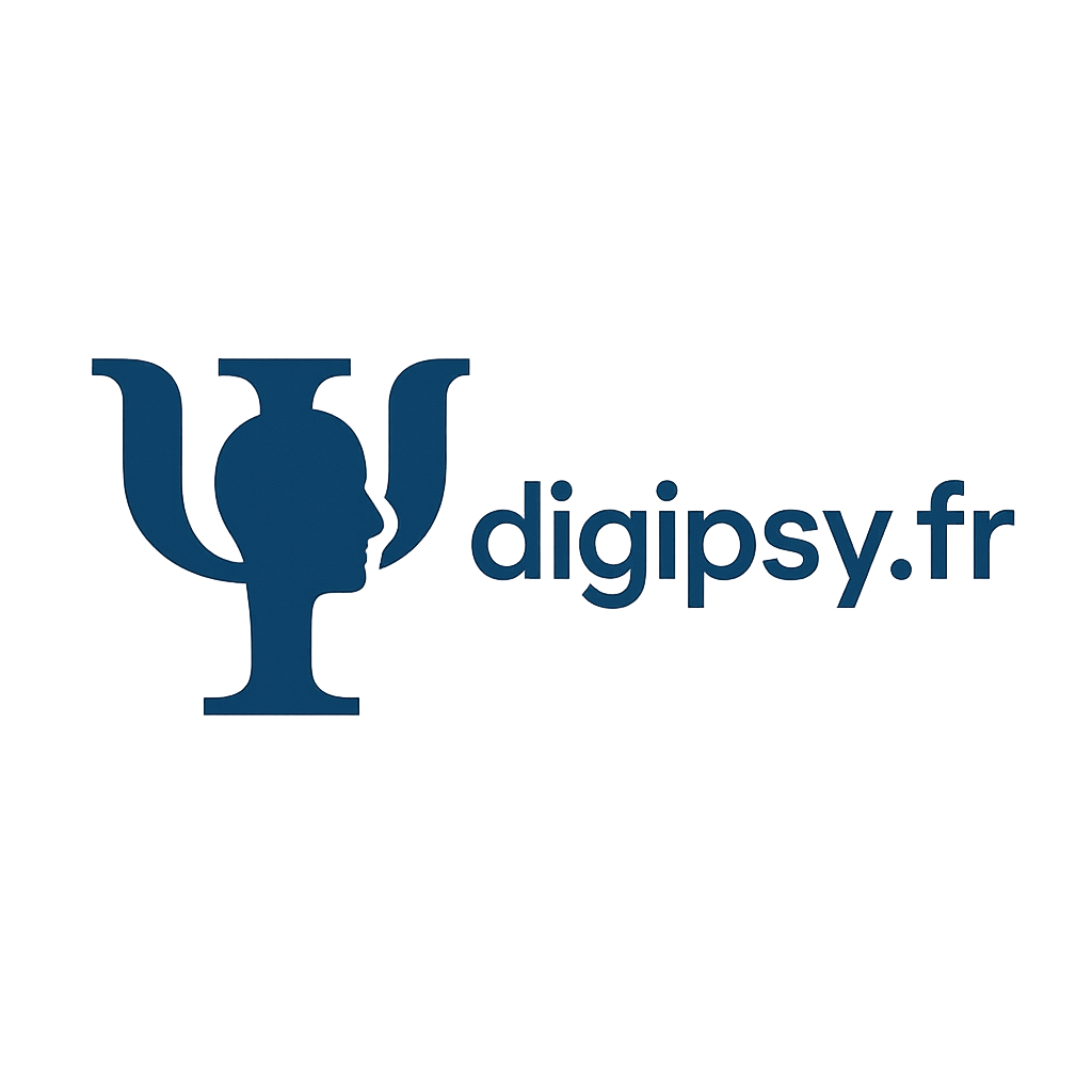 Logo de Digipsy.fr, plateforme de création de sites internet pour psychologues, symbolisé par un cerveau stylisé et une souris d’ordinateur.